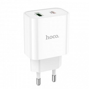 Сетевое зарядное устройство HOCO C80A Plus 1xUSB + 1xUSB-C, 3.0A, 20W, белый