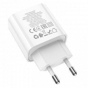 Сетевое зарядное устройство HOCO C80A Plus 1xUSB + 1xUSB-C, 3.0A, 20W, белый