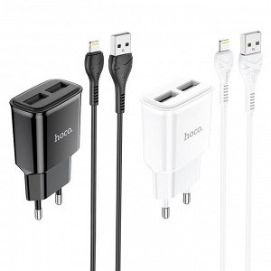 Сетевое зарядное устройство HOCO C88A Star 2xUSB с Кабелем USB - Lightning, 2.4A, 10.8W, белый