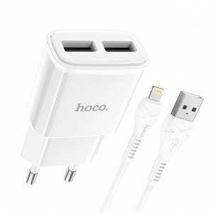 Сетевое зарядное устройство HOCO C88A Star 2xUSB с Кабелем USB - Lightning, 2.4A, 10.8W, белый