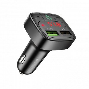 Автомобильное зарядное устройство с FM-Трансмиттер HOCO E59 Promise, 2xUSB, 3.1A, 18W, черный