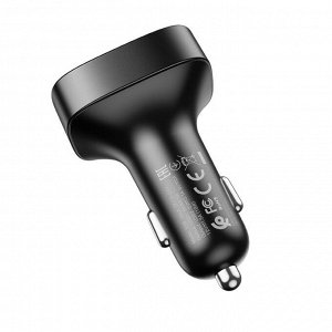 Автомобильное зарядное устройство с FM-Трансмиттер HOCO E59 Promise, 2xUSB, 3.1A, 18W, черный