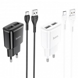 Сетевое зарядное устройство HOCO C88A Star 2xUSB с Кабелем USB - Type-C, 2.4A, 10.8W, черный