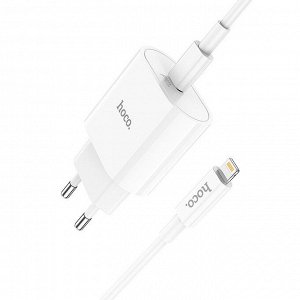 Сетевое зарядное устройство HOCO C94A 1xUSB-C с Кабелем Type-C - Lightning, 3.0A, 20W, белый
