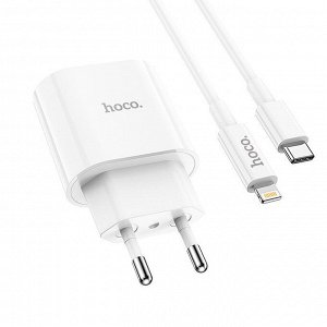 Сетевое зарядное устройство HOCO C94A 1xUSB-C с Кабелем Type-C - Lightning, 3.0A, 20W, белый