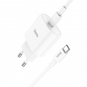 Сетевое зарядное устройство HOCO C94A 1xUSB-C с Кабелем Type-C - Type-C, 3.0A, 20W, белый