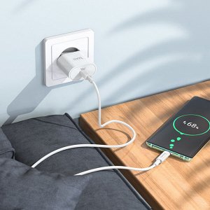 Сетевое зарядное устройство HOCO C94A 1xUSB-C с Кабелем Type-C - Type-C, 3.0A, 20W, белый