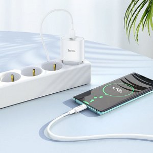 Сетевое зарядное устройство HOCO C94A 1xUSB-C с Кабелем Type-C - Type-C, 3.0A, 20W, белый