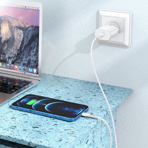 Сетевое зарядное устройство HOCO N22 Jetta 1xUSB-C с Кабелем Type-C - Lightning, 25W, белый