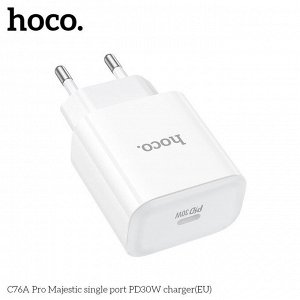 Сетевое зарядное устройство HOCO C76A Pro Majestic 1xUSB-C, 30W, белый