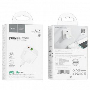 Двухпортовое зарядное устройство C111A Lizhi PD30W + QC3.0 (европейский стандарт)