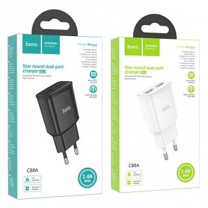 Сетевое зарядное устройство HOCO C88A Star 2xUSB, 2.4A, 10.8W, черный
