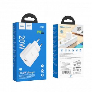 Сетевое зарядное устройство HOCO C94A 1xUSB-C, 3.0A, 20W, белый