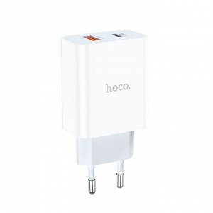 Сетевое зарядное устройство HOCO C97A 1xUSB + 1xUSB-C, 3.0A, 20W, белый