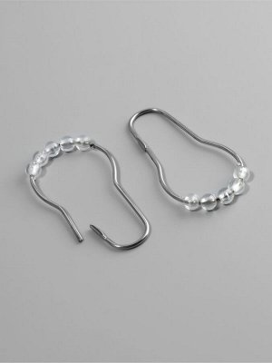 Крючок для штор с шариками, 7.5x4 см, 10 шт., цвет серебряный, прозрачный