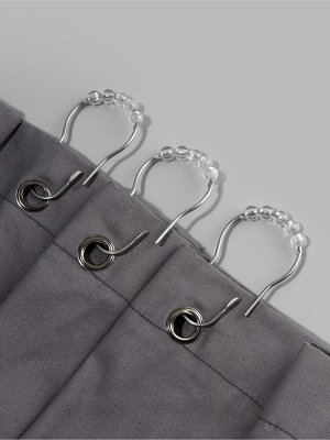 Крючок для штор с шариками, 7.5x4 см, 10 шт., цвет серебряный, прозрачный