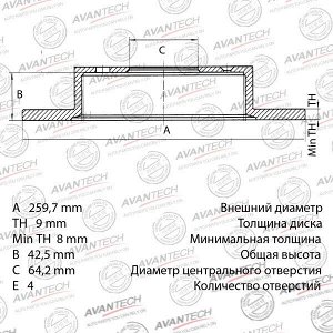 Диск тормозной Avantech, арт. BR0306S