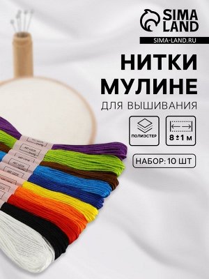 Набор ниток мулине «Школьный», 8 ± 1 м, 10 шт