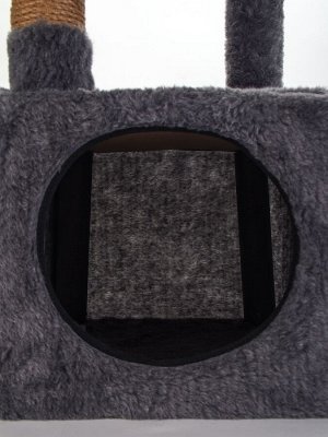 Комплекс для кошек с когтеточкой, 3х-уровневый, 34 х 34 х 105см, темно-серый