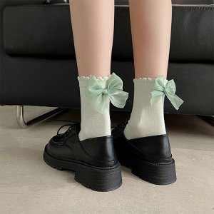 Носки высокие, женские, с бантом, хлопок
