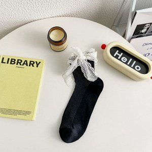 Носки высокие, женские, с бантом, хлопок