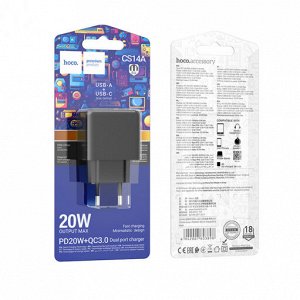 Зарядное устройство CS14A Auchan PD20W + QC3.0 (европейский стандарт)