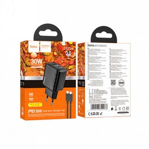 Комплект зарядных устройств CS23A Bojing с двумя портами PD30W + QC3.0 (от Type-C до Type-C) (европейский стандарт)
