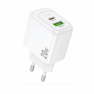 Сетевое зарядное устройство HOCO CS54A Surplus 1xUSB + 1xUSB-C, 20W, белый