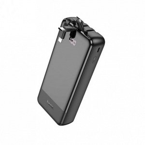 Портативный аккумулятор HOCO J114A Charger, встроенный кабель Lightning + Type-C + MircoUSB, 2A, 20000 мА⋅ч, черный