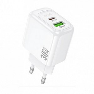 Сетевое зарядное устройство HOCO CS55A Surplus 1xUSB + 1xUSB-C, 30W, белый