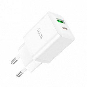 Сетевое зарядное устройство HOCO N28 Founder 1xUSB + 1xUSB-C, 20W, белый