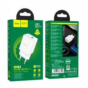 Сетевое зарядное устройство HOCO N28 Founder 1xUSB + 1xUSB-C, 20W, белый