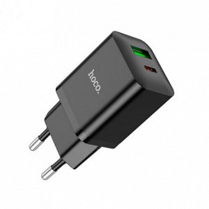 Сетевое зарядное устройство HOCO N28 Founder 1xUSB + 1xUSB-C, 20W, черный