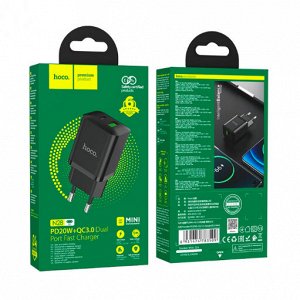 Сетевое зарядное устройство HOCO N28 Founder 1xUSB + 1xUSB-C, 20W, черный