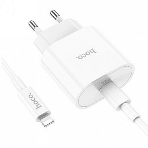 Сетевое зарядное устройство HOCO C94A 1xUSB-C с Кабелем Type-C - Lightning, 3.0A, 20W, белый