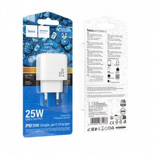 Сетевое зарядное устройство HOCO CS53A Surplus 1xUSB-C, 25W, белый