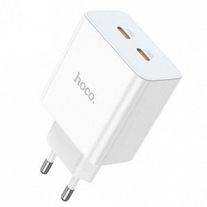 Сетевое зарядное устройство HOCO C108A Leader 2xUSB-C, 3.0A, 35W, белый