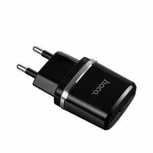 Сетевое зарядное устройство HOCO C12 Smart 2xUSB, 2.4A, черный