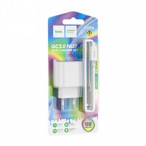 Комплект зарядных устройств C109A Yuantong с одним портом QC3.0 (Micro) (европейский стандарт)