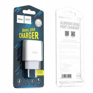 Сетевое зарядное устройство HOCO C73A Glorious 2xUSB, 2.4A, 10.8W, белый