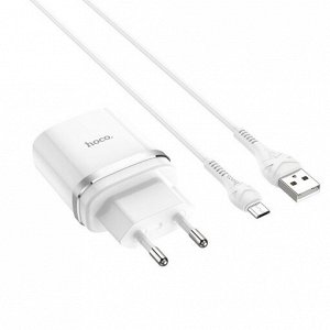 Сетевое зарядное устройство HOCO C12Q Smart 1xUSB с Кабелем USB - Micro, 3A, 18W, белый