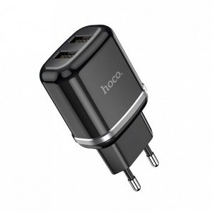 Сетевое зарядное устройство HOCO N4 Aspiring 2xUSB, 2.4A, 10.8W, черный