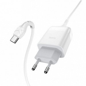Сетевое зарядное устройство HOCO C72Q Glorious 1xUSB с Кабелем USB - Type-C, 3.0A, 18W, белый