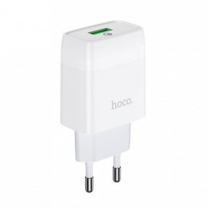 Сетевое зарядное устройство HOCO C72Q Glorious 1xUSB с Кабелем USB - Type-C, 3.0A, 18W, белый