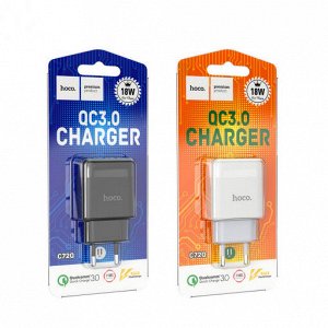 Сетевое зарядное устройство HOCO C72Q Glorious 1xUSB, 3.0A, 18W, белый