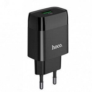 Сетевое зарядное устройство HOCO C72Q Glorious 1xUSB, 3.0A, 18W, черный