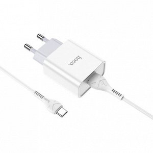 Сетевое зарядное устройство HOCO C81A Asombroso single 1xUSB с Кабелем USB - Type-C, 2.1A, 10W, белый