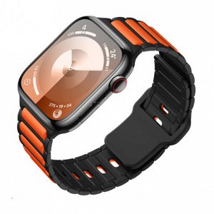 Гибкий двухцветный силиконовый ремешок iWatch WA31 серии I-образной текстуры (44/45/46/49 мм)