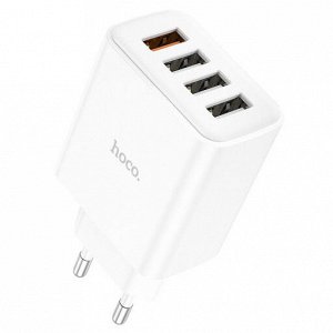 Сетевое зарядное устройство HOCO C102A Fuerza 4xUSB, 2.1A, 18W, белый