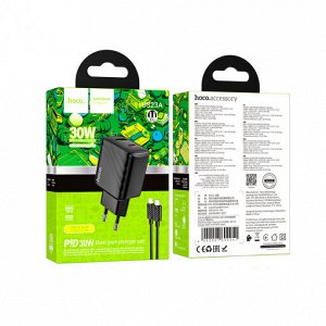 Комплект зарядных устройств CS23A Bojing с двумя портами PD30W + QC3.0 (от C до iP) (европейский стандарт)